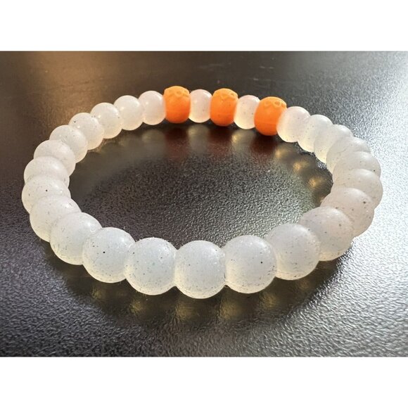 Clear & Orange Rubber Balls Stretchy Bracelet - Picture 2 of 5